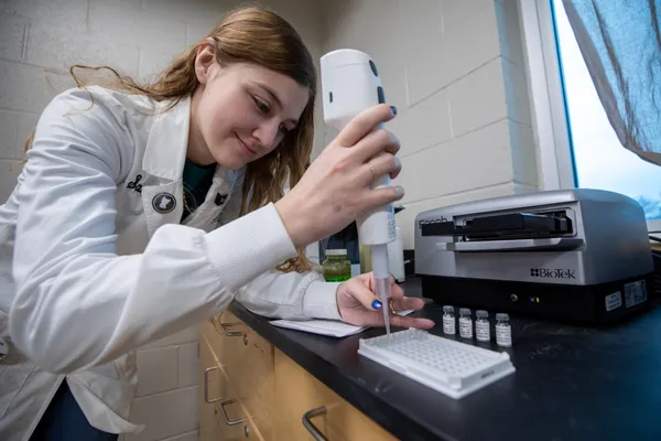 A student conducting water research