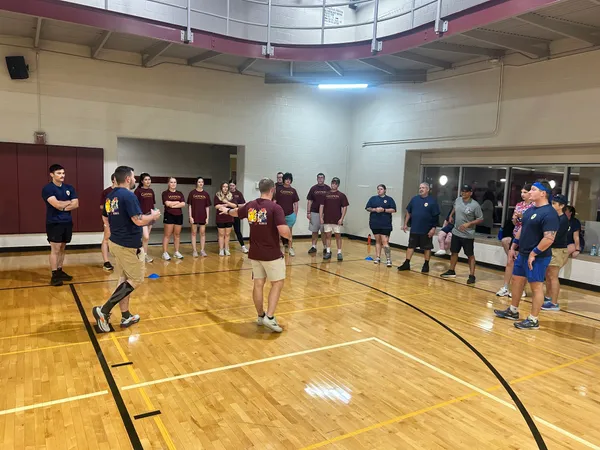 Books & Badges dodgeball tournament with 91 Police and Safety and students