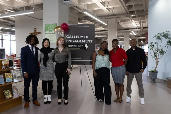 Students participating in the 2025 McNair Scholars Program Summer Institute (Left to Right: Xavier Brown, Asraa Alaboudi, Jade Legar, Glory Nathanya Ngako, Esther Ihemesie, Ali Arthur)
