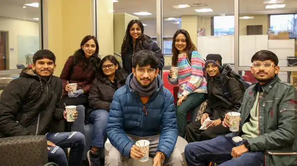 Students attending Global Coffee Hour.