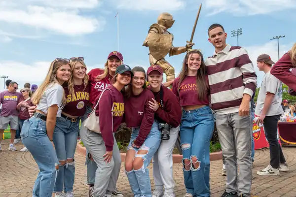 Students celebrating homecoming outside of McConnell Family Stadium