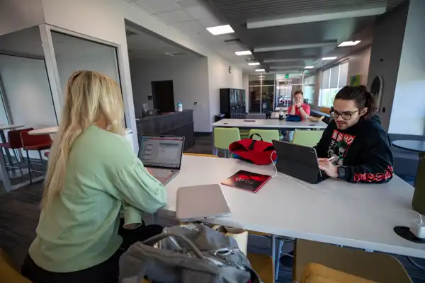 Graduate students in the Ruskin Academic Building.