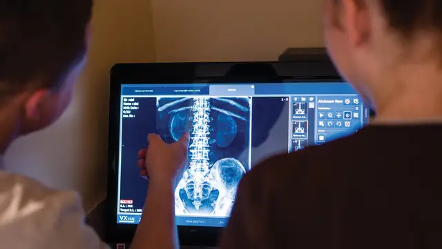 Students reading an x-ray