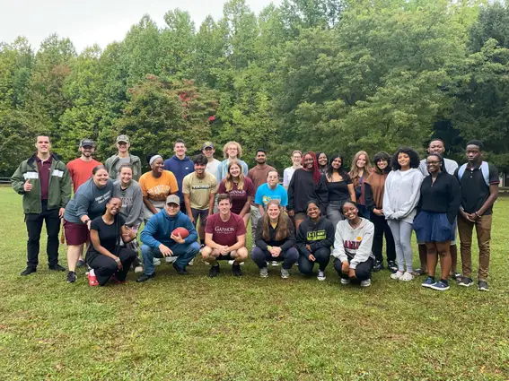 Students attending the Campus Ministry first-year retreat.