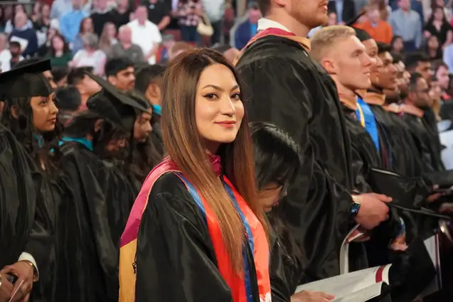 Graduate student at the Commencement Ceremony.