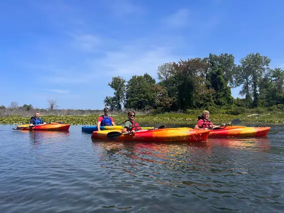 Students kayaking on Presque Isle Bay.