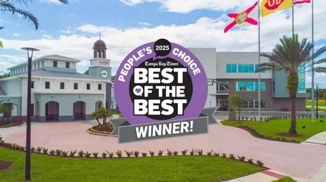 2025 Best of the Best Logo graphic over an arial shot of the Ruskin Campus