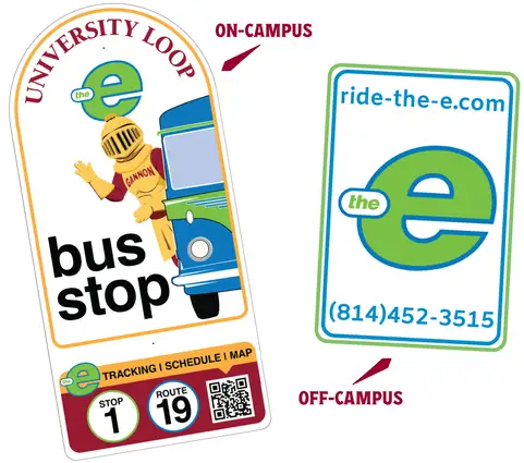 EMTA Bus Signage Example for On and Off Campus
