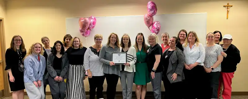 Faculty celebrating Villa Maria School of Nursing Lotus Recognition