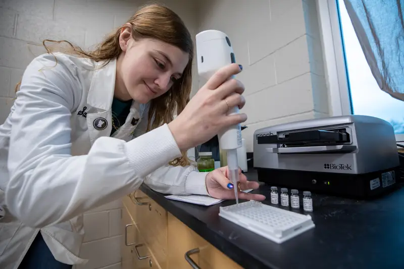 A student conducting water research
