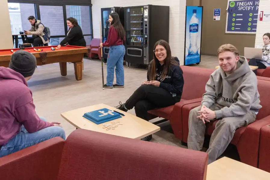 Students in the Finegan Main Lobby