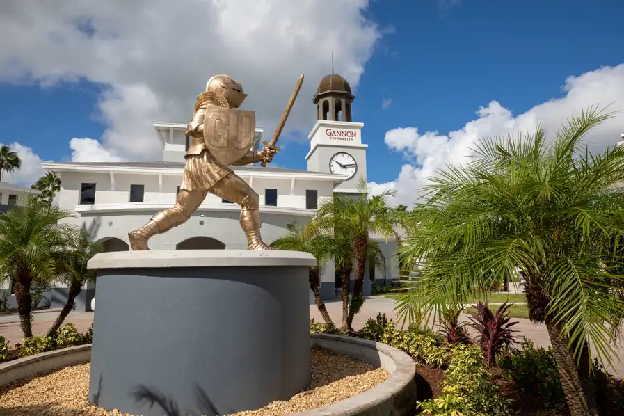 Golden Knight Statue on Ruskin Campus