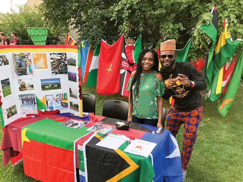 Global students at the activities fair.